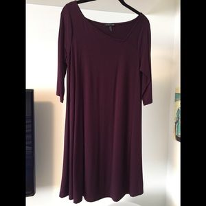 Eileen Fisher asymmetrical neck A-line dress SZ S